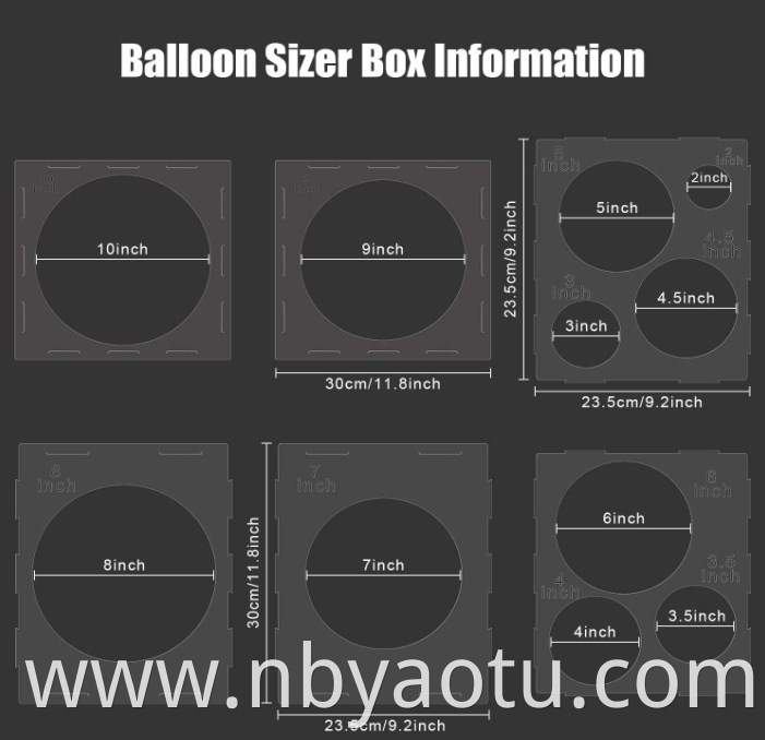 11 Holes PP Plastic Balloon Sizer Cube Box Balloon Measurement Tool for for Birthday Wedding Party Balloon Decorations